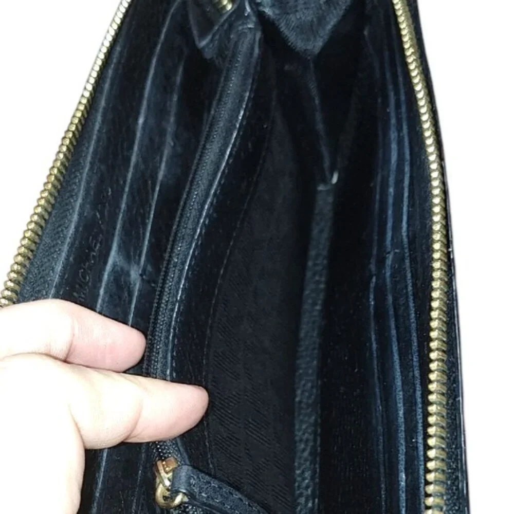 Michael Kors Black Soft Leather Zip-Around Wallet - Used